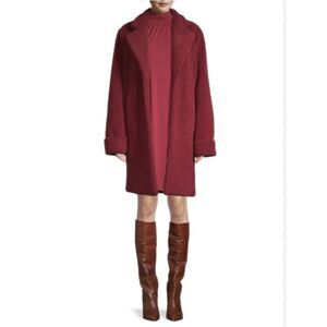 NWT's Women's Toccin Teddy Cocoon Red Fleece Jacket Coat Large $595